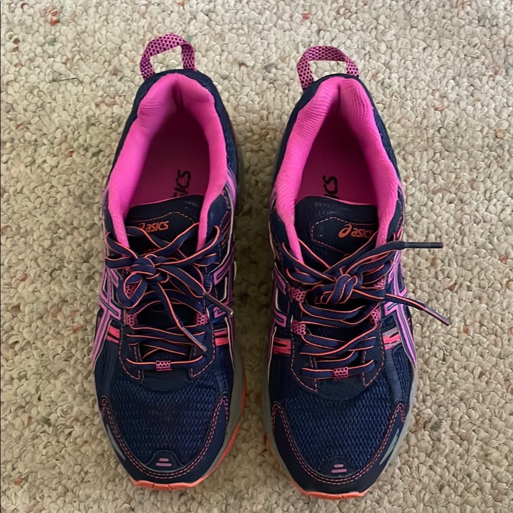 Asics Blue and Pink Athletic Shoes for Running